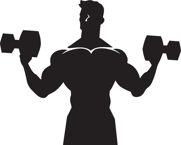 Vector power pump black vector dumbbell muscle motion dumbbell man emblem