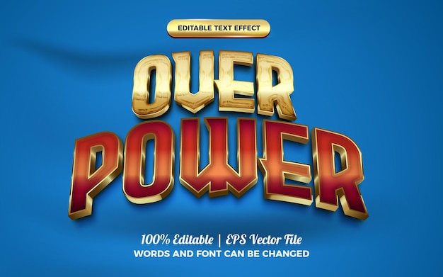 Over power red gold glossy editable text effect