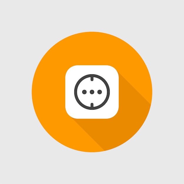 Power socket flat vector icon. White socket on yellow circle.