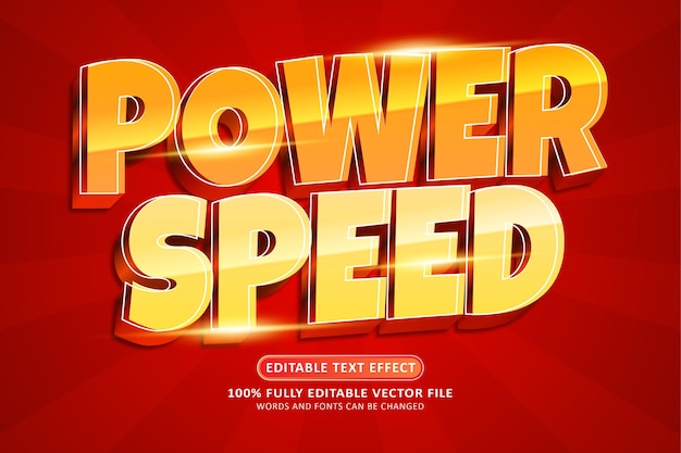 Вектор Редактируемый текстовый эффект power speed 3d