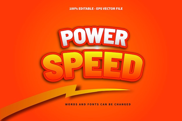 Power Speed Bewerkbaar teksteffect Emboss Cartoon-stijl