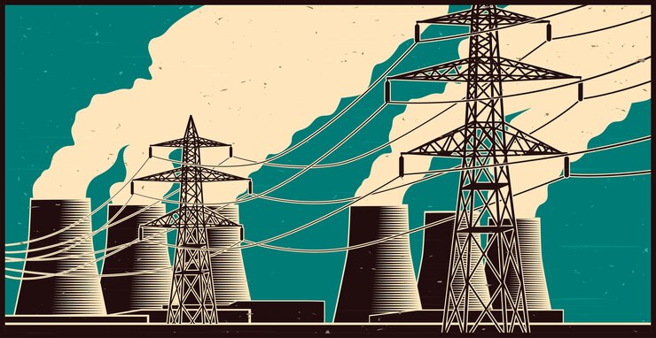 Vector power station retro poster