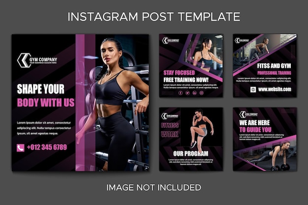 Vector power and strength instagram post template