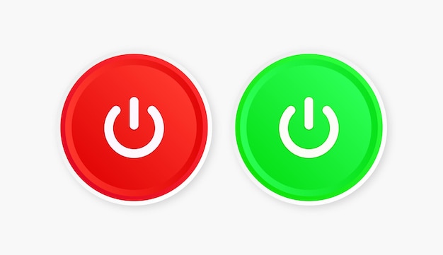 Power switch button on and turn off icon  shut down push buttons with round circle