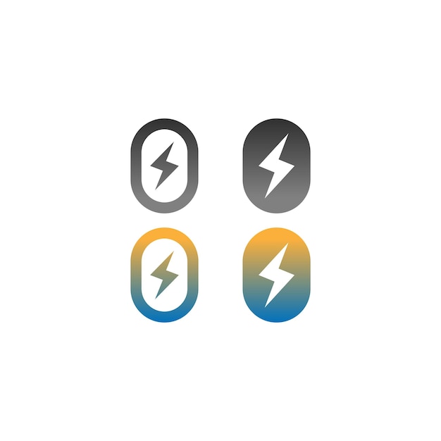 Power symbol lightning icon logo design vector