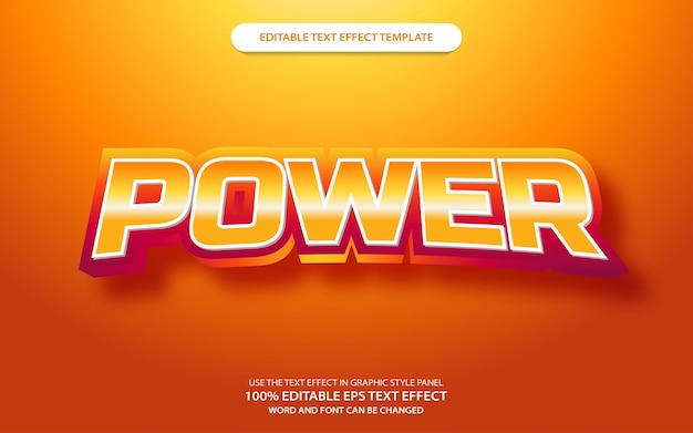 Vector power text effect hot fire red hero