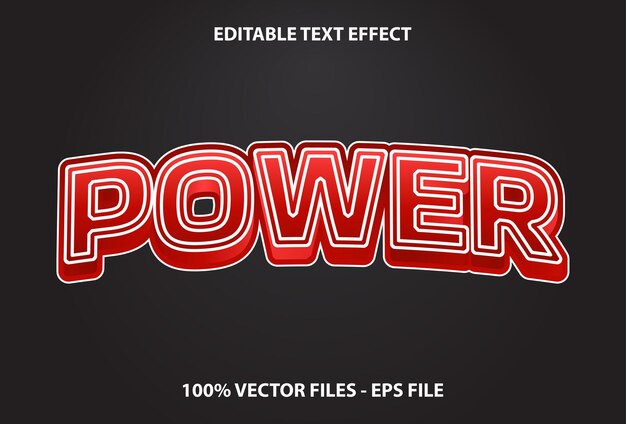 Power text effect with black and red color editable designs for templates