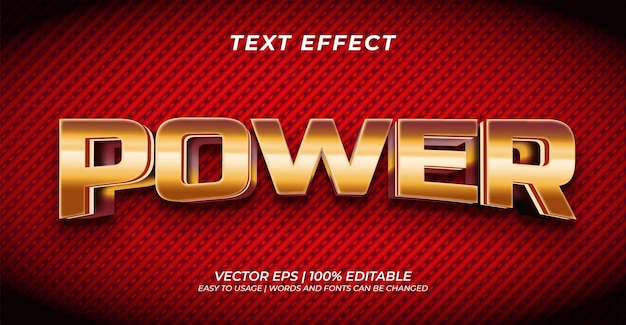 Vector power text effect with bold and sturdy 3d style