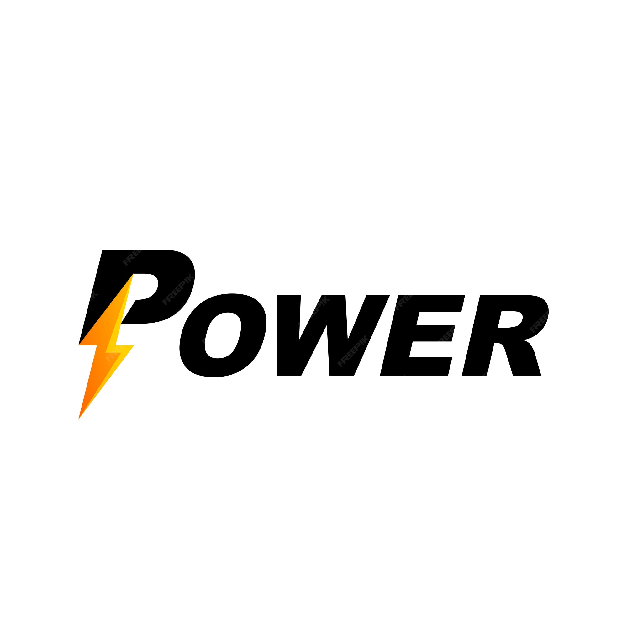 Premium Vector | Power text font logo with lightning symbol