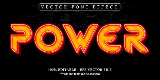 Power text, neon style editable text effect