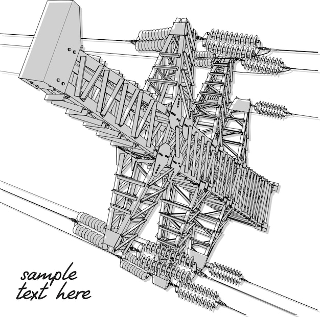 Vector power transmission line, vector illustration