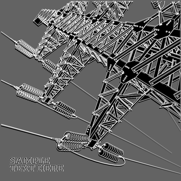 Vector power transmission line, vector illustration