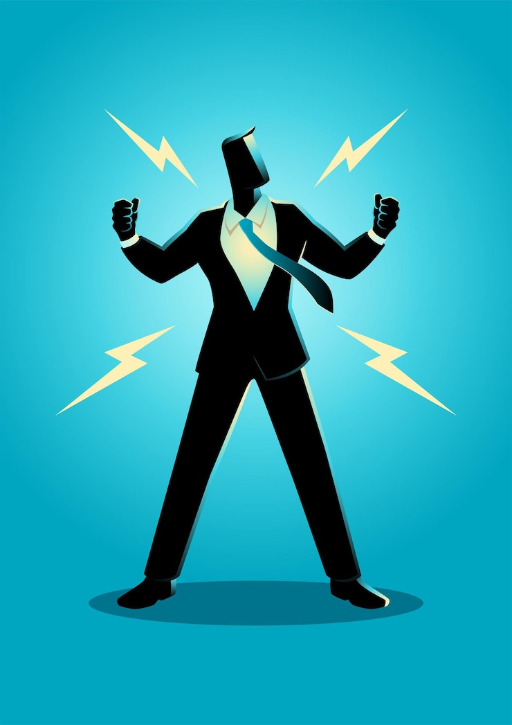 Vector power up businessman