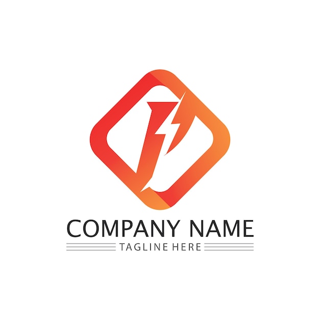 The power vector, flash ogo and thunderbolt and icon electricity illustration template design