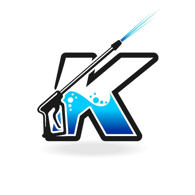 Power wash-logo met letter K-concept