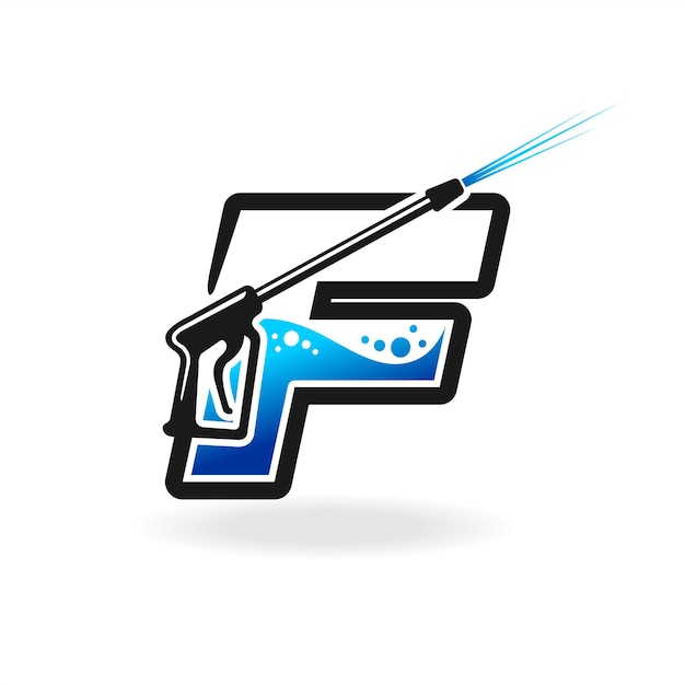 Power wash logo with letter f concept