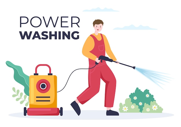 Vector power washing machine cleaner background illustration