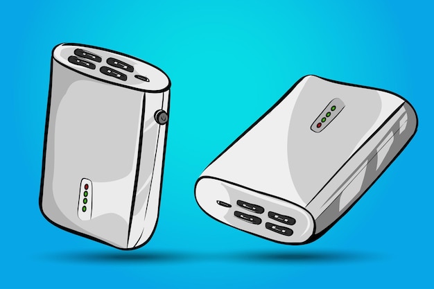 Powerbank cartoon drawing usb tecnologhy vector