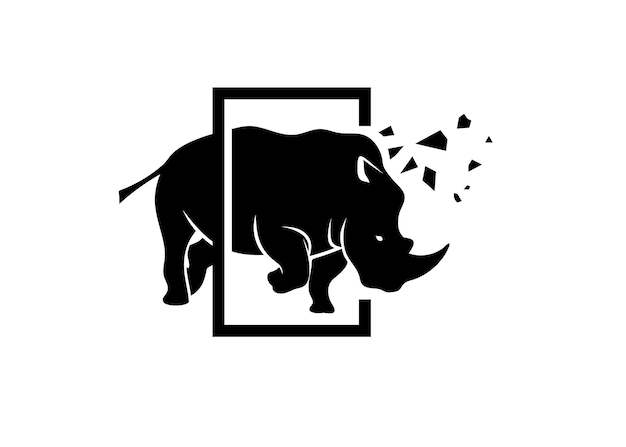 Powerful angry rhino logo