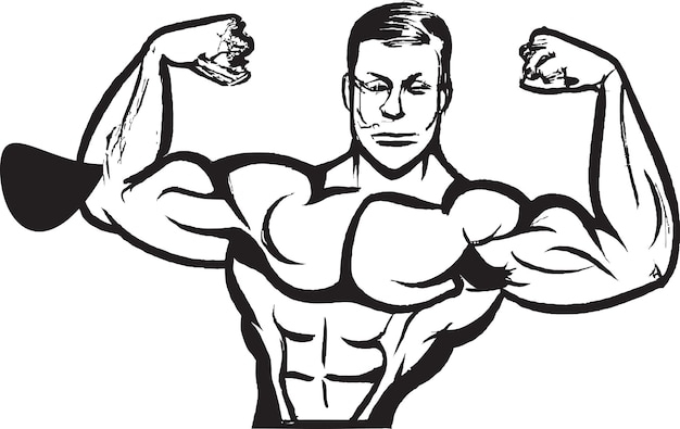 Powerful Bodybuilder Pose Illustrations