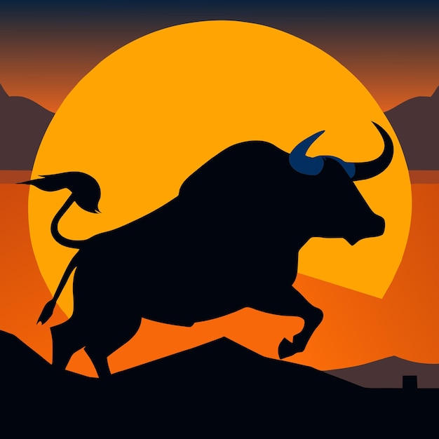 Vector powerful bull design for artistic visuals