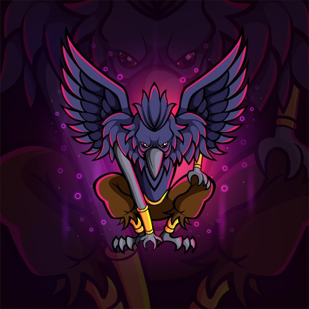 The powerful eagle esport mascot design of illustration