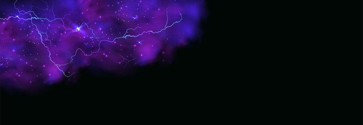 Vector powerful electrical current energy flash of lightning in a magic frame neon discharge in smoke