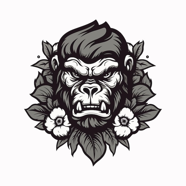 Powerful and fierce Gorilla logo design illustration hand drawn to make a statement