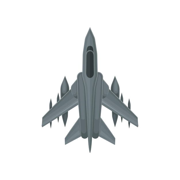 Powerful fighter jet Fast military aircraft Aviation theme Flat vector design for online mobile game