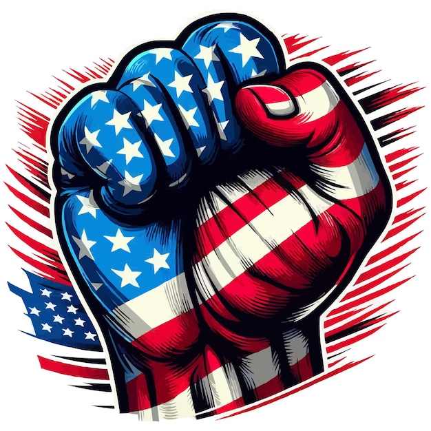 Powerful and impactful clenched fist with usa flag
