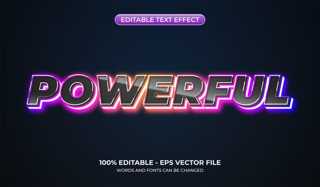 Powerful neon text effect Editable glowing graphic styles Luminous gradient effect