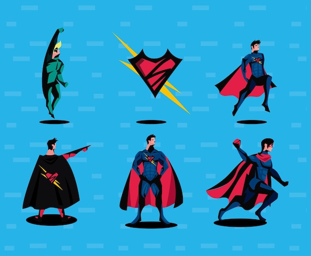 Vector powerful superhero card