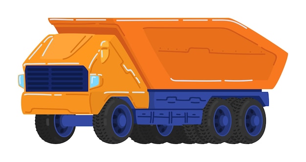 Powerful truck trailer with carcase special equipment for road construction cartoon vector