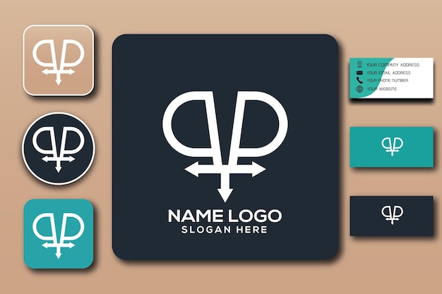 Pp monogram logo template color editable