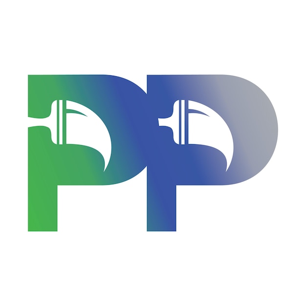 Vettore pennello per la progettazione del logo della pittura pp p