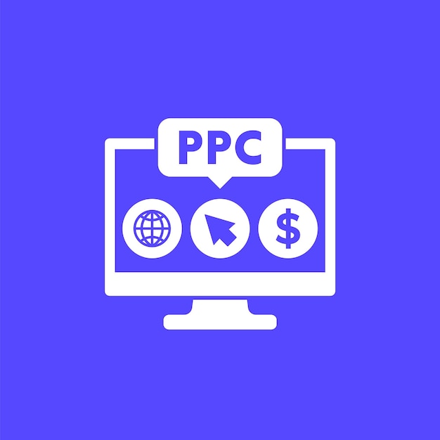 Ppc betalen per klik vectorpictogram voor web