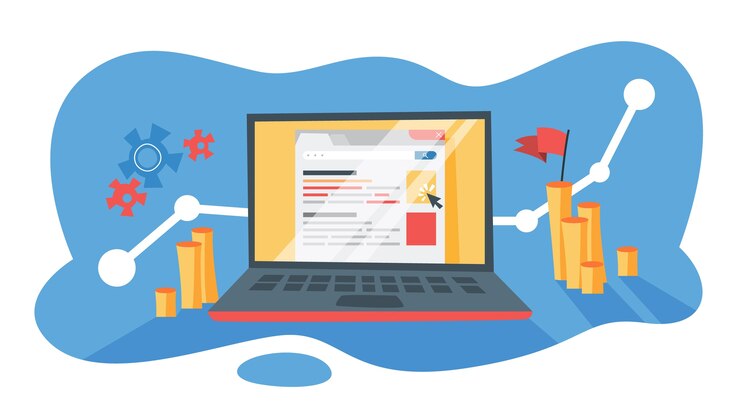 Vector ppc pay per click advertising in the internet. marketing strategy for business promotion. pay for banner on the web page.   illustration