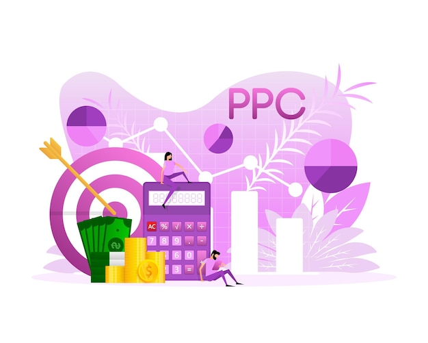 Ppc people for marketing design Isometric vector illustration Social media marketing