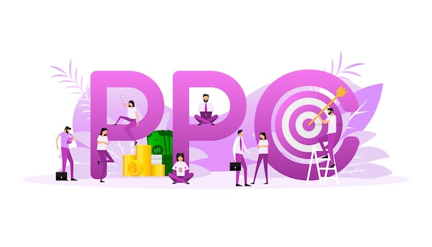 Vector ppc people for marketing design isometric vector illustration social media marketing