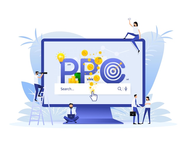 Ppc people web search concept business conceptvector illustration digital design