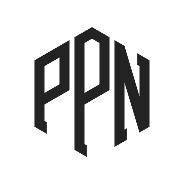 PNP ロゴ デザイン イニシャルレター PNP モノグラム ロゴ ヘクサゴン形