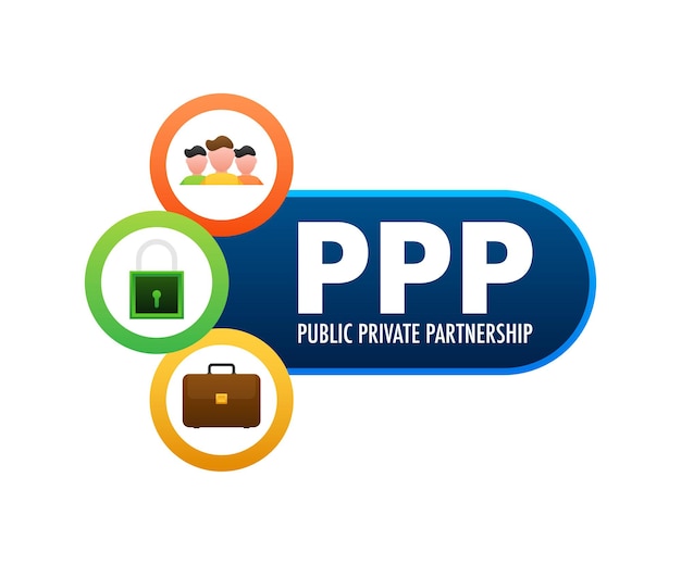 PPP Public private partnership Online market Safe finance investment Vector stock illustration