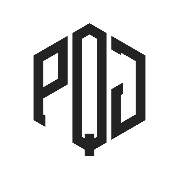 PQJ ロゴ デザイン イニシャルレター PQJ モノグラム ロゴ ヘクサゴン形