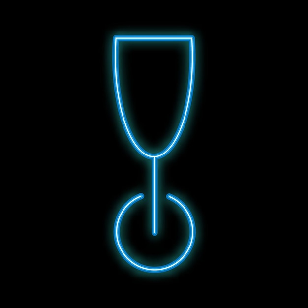 Prachtig abstract neon helder blauw gloeiend icoon van een glas wijn alcoholische drank cocktail