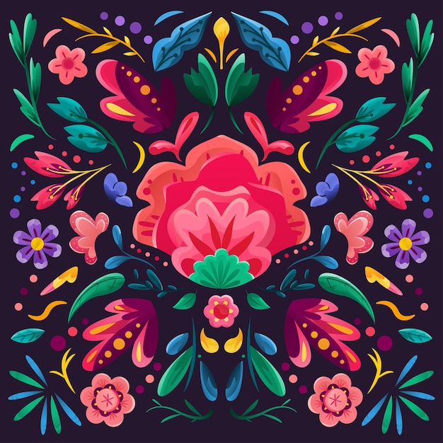 Prachtig bloemen Mexico borduurwerk