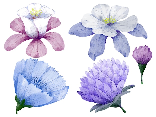 Prachtig boeket bloemen en vertrek in aquarelstijl