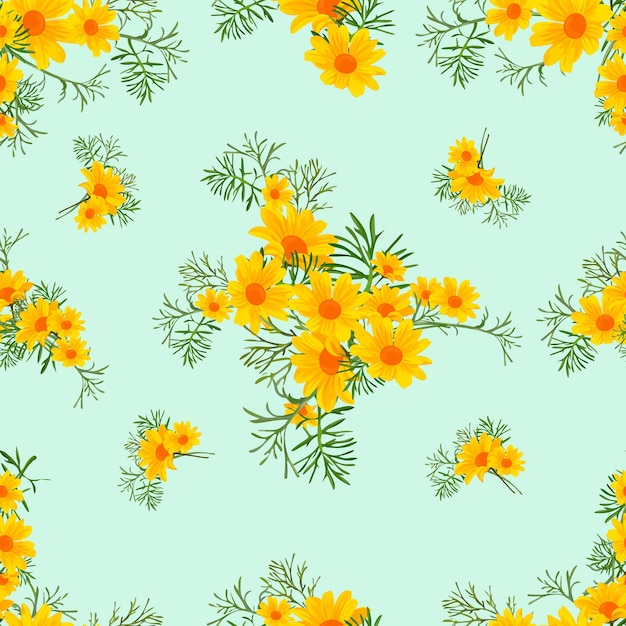 Vector prachtig geel daisy naadloos patroon