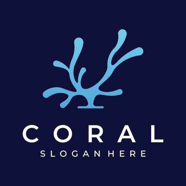Prachtig kleurrijk onderwater natuurlijk koraalrif logo creatief ontwerp Koraalriffen voor vishabitat
