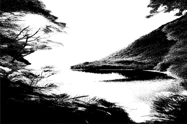 Vector prachtig landschap vector beeld overlay monochroom ontsteld grungy achtergrond textuur