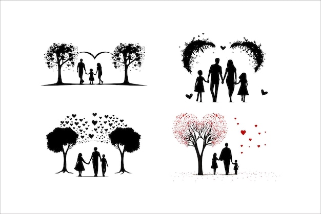 Prachtig Liefde boom silhouet Valentine silhouet en liefde vector